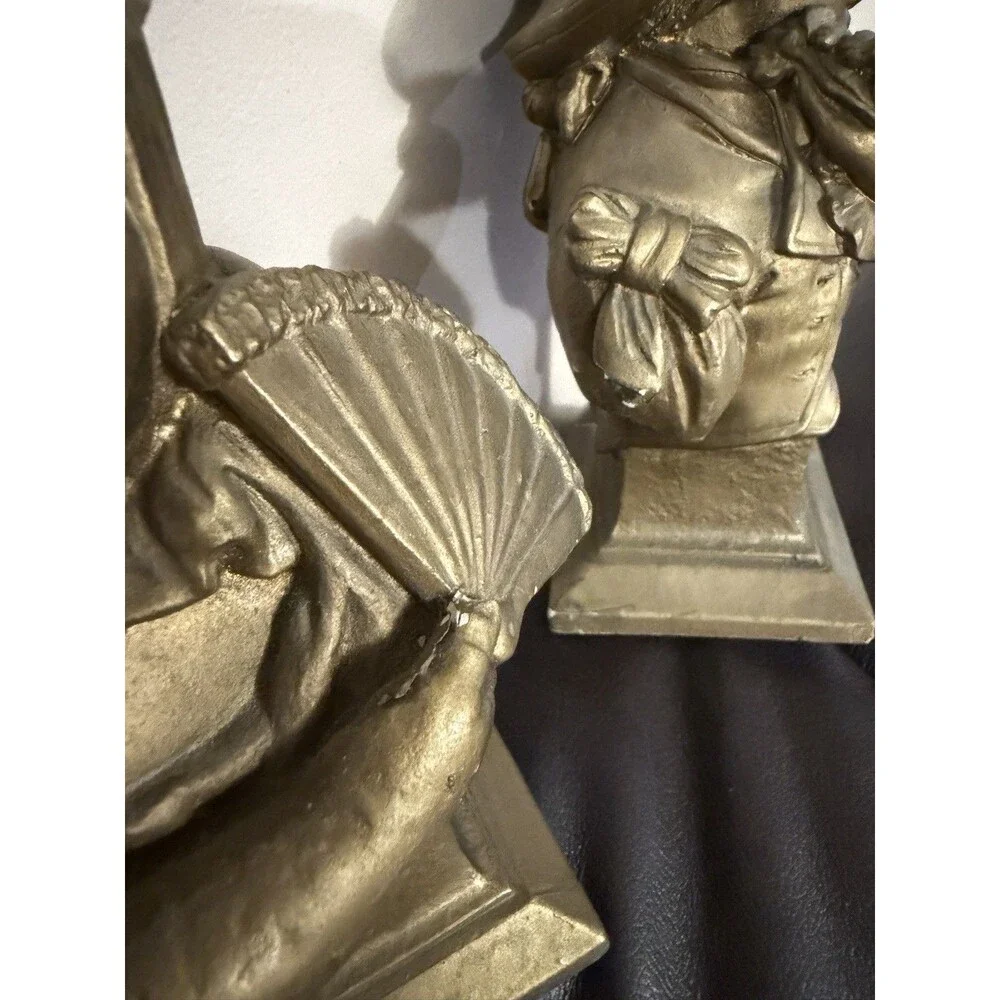 Vintage 1964 ESCO Products Chalkware Bookends Bust Set Boy & Girl E. Villanis